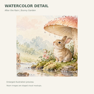 Watercolor After the Rain Bunny Wall Mural, image 4
