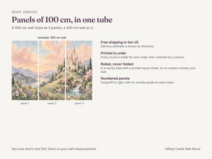 Watercolor Hilltop Castle Fairy Tale Wall Mural, image 8