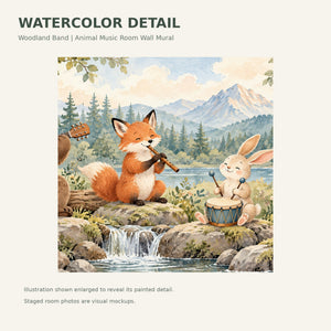 Watercolor Woodland Band Wall Mural, image 4