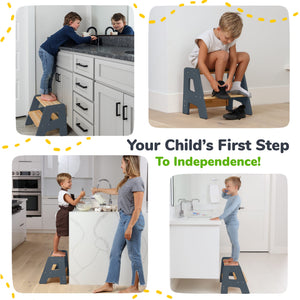 2-Step Wooden Stool for Toddlers Ages 2+