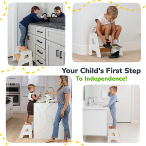 2-Step Wooden Stool for Toddlers Ages 2+