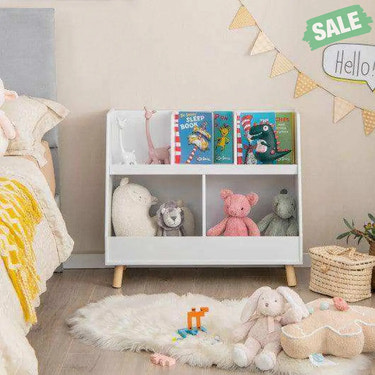 5-Cube Kids Bookshelf and Toy Organizer with Anti-Tipping Kits-White White Kids Storage