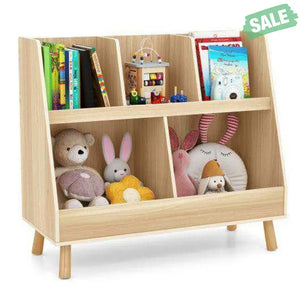 5-Cube Kids Bookshelf and Toy Organizer with Anti-Tipping Kits-White White Kids Storage