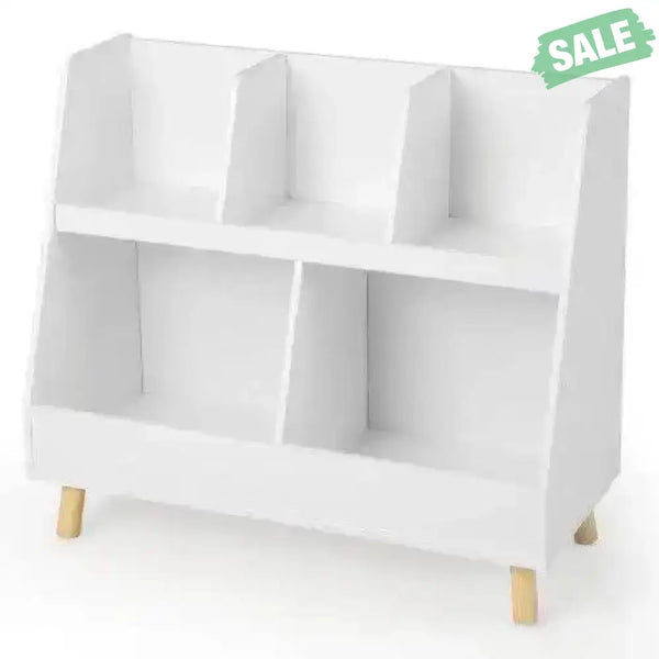 5-Cube Kids Bookshelf and Toy Organizer with Anti-Tipping Kits-White White Kids Storage