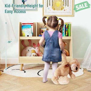 5-Cube Kids Bookshelf and Toy Organizer with Anti-Tipping Kits-White White Kids Storage
