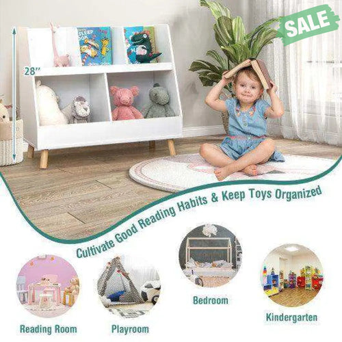 5-Cube Kids Bookshelf and Toy Organizer with Anti-Tipping Kits-White White Kids Storage
