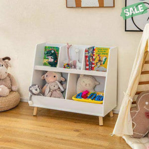 5-Cube Kids Bookshelf and Toy Organizer with Anti-Tipping Kits-White White Kids Storage