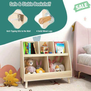 5-Cube Kids Bookshelf and Toy Organizer with Anti-Tipping Kits-White White Kids Storage