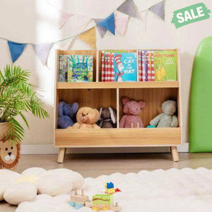 5-Cube Kids Bookshelf and Toy Organizer with Anti-Tipping Kits-White White Kids Storage