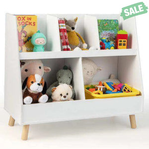 5-Cube Kids Bookshelf and Toy Organizer with Anti-Tipping Kits-White White Kids Storage