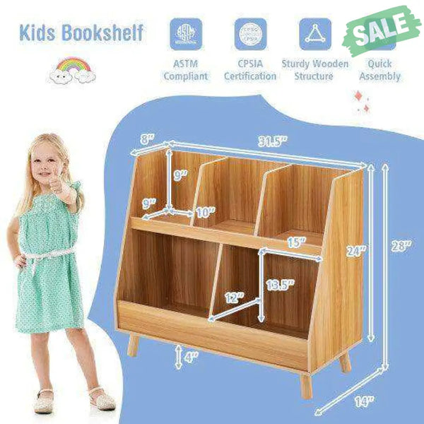 5-Cube Kids Bookshelf and Toy Organizer with Anti-Tipping Kits-White White Kids Storage