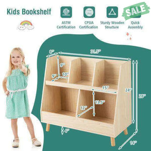 5-Cube Kids Bookshelf and Toy Organizer with Anti-Tipping Kits-White White Kids Storage