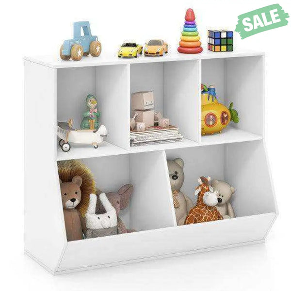 5-Cube Wooden Kids Toy Storage Organizer with Anti-Tipping Kits-Natural Natural Kids Storage