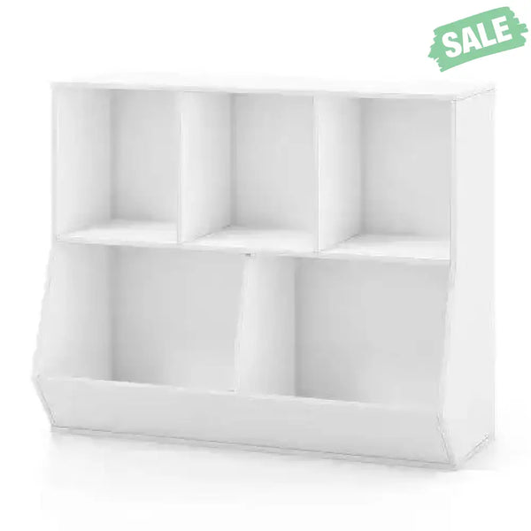 5-Cube Wooden Kids Toy Storage Organizer with Anti-Tipping Kits-Natural Natural Kids Storage