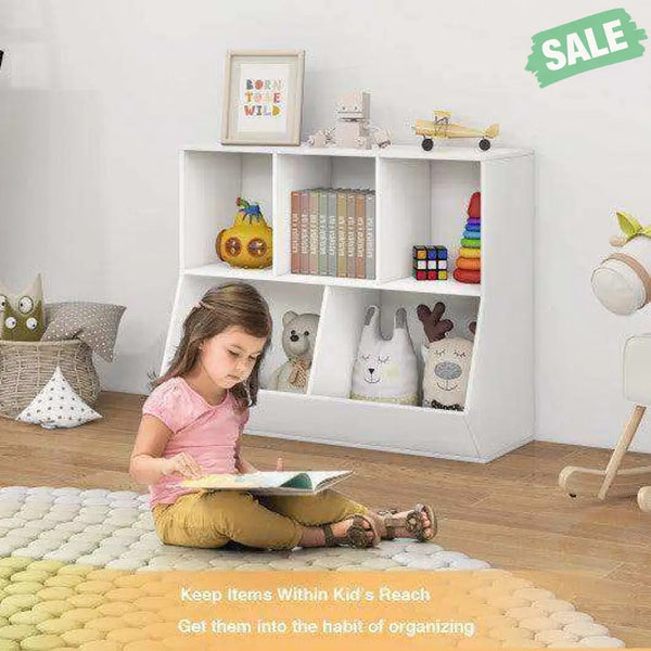 5-Cube Wooden Kids Toy Storage Organizer with Anti-Tipping Kits-Natural Natural Kids Storage