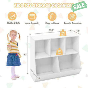 5-Cube Wooden Kids Toy Storage Organizer with Anti-Tipping Kits-Natural Natural Kids Storage