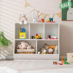 5-Cube Wooden Kids Toy Storage Organizer with Anti-Tipping Kits-Natural Natural Kids Storage