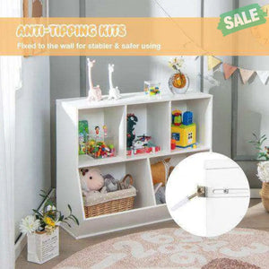 5-Cube Wooden Kids Toy Storage Organizer with Anti-Tipping Kits-Natural Natural Kids Storage