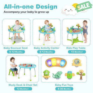 5-in-1 Baby Activity Center Interactive Bounce Seat with Removable Toys-Blue