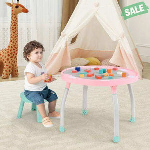 5-in-1 Baby Activity Center Interactive Bounce Seat with Removable Toys-Pink