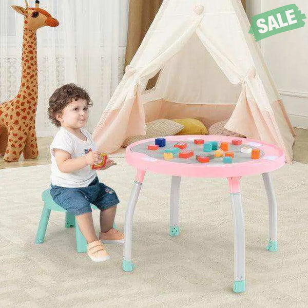 5-in-1 Baby Activity Center Interactive Bounce Seat with Removable Toys-Pink