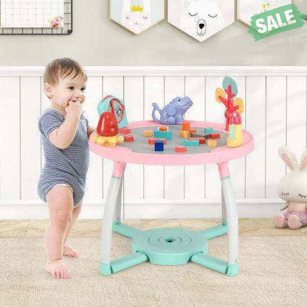 5-in-1 Baby Activity Center Interactive Bounce Seat with Removable Toys-Pink
