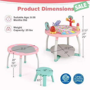 5-in-1 Baby Activity Center Interactive Bounce Seat with Removable Toys-Pink