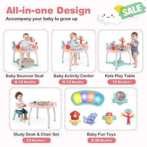 5-in-1 Baby Activity Center Interactive Bounce Seat with Removable Toys-White White Baby Walkers