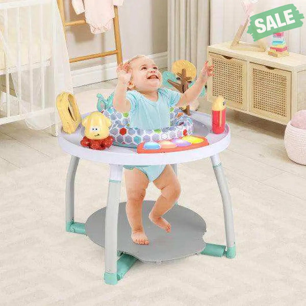 5-in-1 Baby Activity Center Interactive Bounce Seat with Removable Toys-White White Baby Walkers