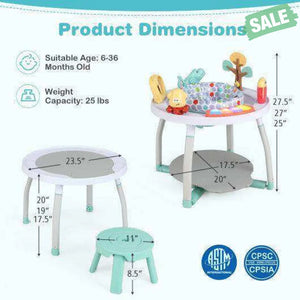 5-in-1 Baby Activity Center Interactive Bounce Seat with Removable Toys-White White Baby Walkers