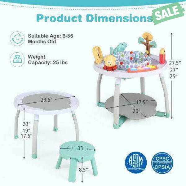 5-in-1 Baby Activity Center Interactive Bounce Seat with Removable Toys-White White Baby Walkers