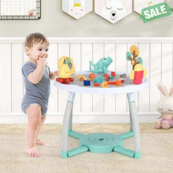 5-in-1 Baby Activity Center Interactive Bounce Seat with Removable Toys-White White Baby Walkers