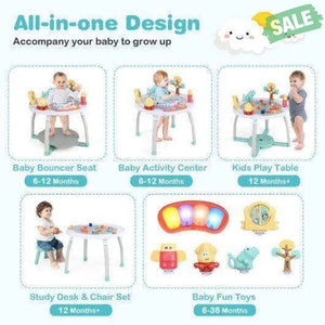 5-in-1 Baby Activity Center Interactive Bounce Seat with Removable Toys-White White Baby Walkers