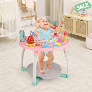 5-in-1 Baby Activity Center Interactive Bounce Seat with Removable Toys-White White Baby Walkers