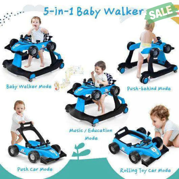 5-in-1 Baby Walker with Adjustable Height and Speed for Boys Girls 6-18 Months
