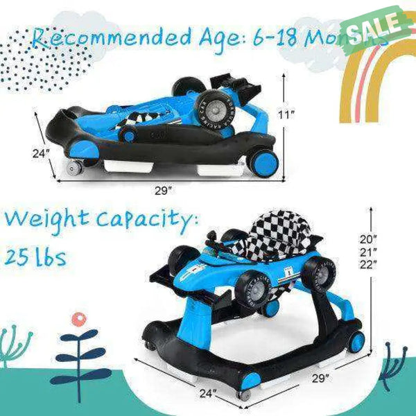 5-in-1 Baby Walker with Adjustable Height and Speed for Boys Girls 6-18 Months