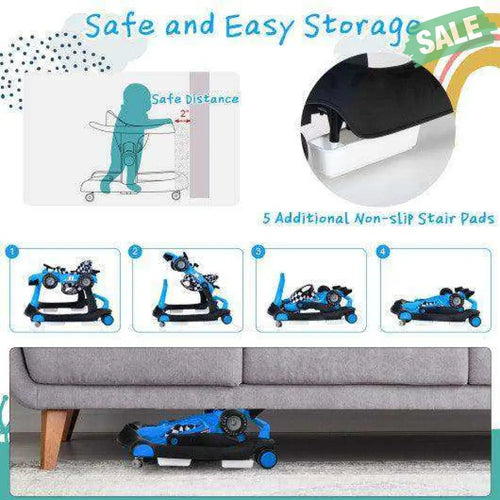 5-in-1 Baby Walker with Adjustable Height and Speed for Boys Girls 6-18 Months