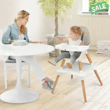 5-in-1 Baby Wooden Convertible High Chair -Gray High Chairs