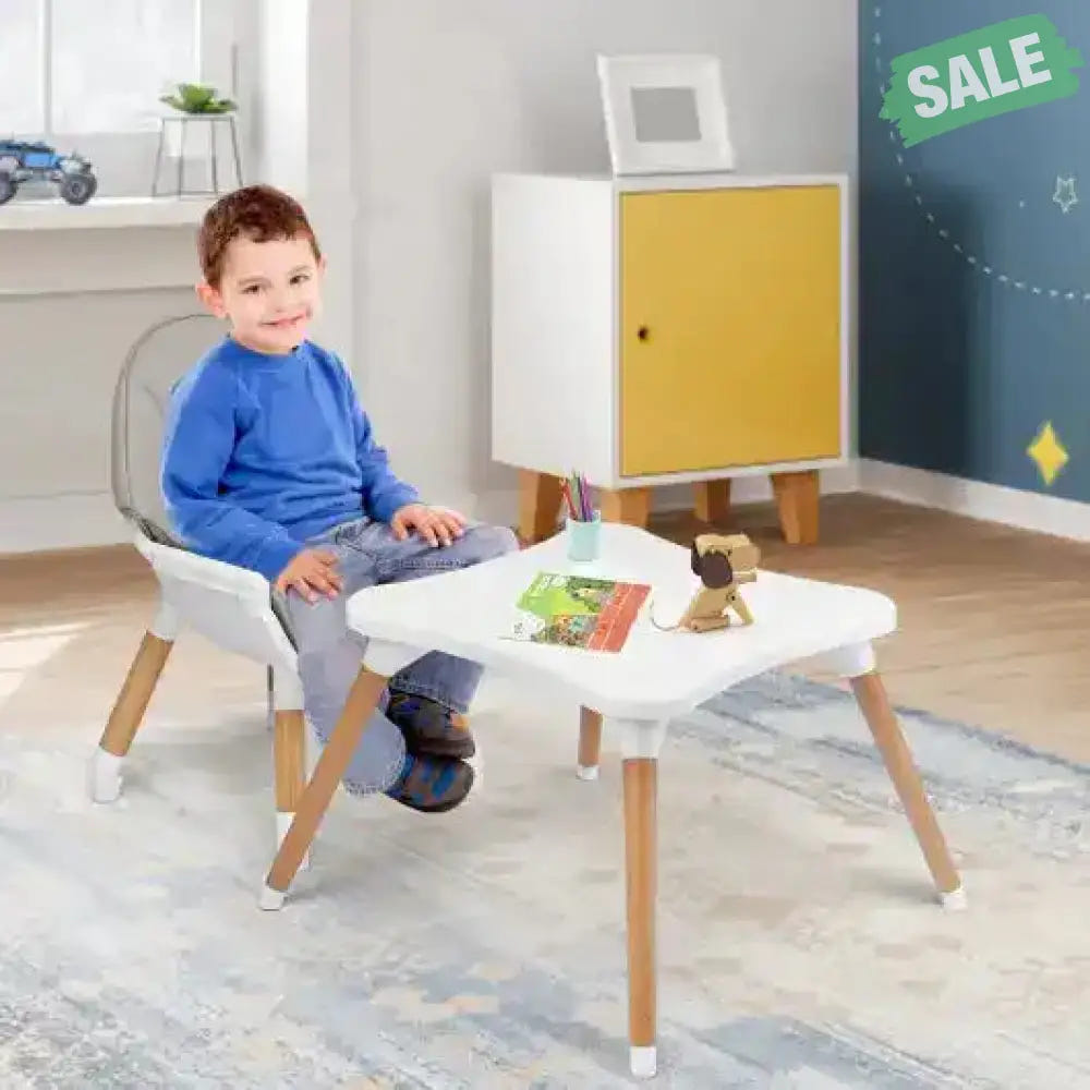 5-in-1 Baby Wooden Convertible High Chair -Gray High Chairs