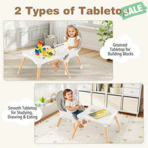 5-in-1 Baby Wooden Convertible High Chair -Gray