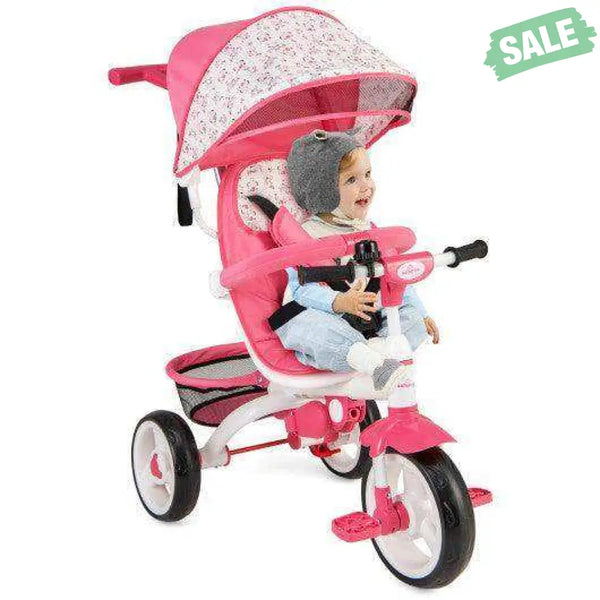 5-in-1 Detachable Baby Stroller Tricycle with Round Canopy-Blue Blue Baby Strollers