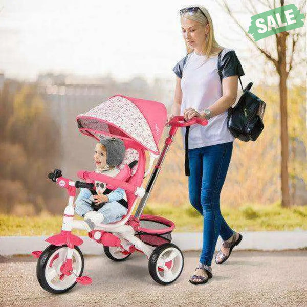 5-in-1 Detachable Baby Stroller Tricycle with Round Canopy-Blue Blue Baby Strollers