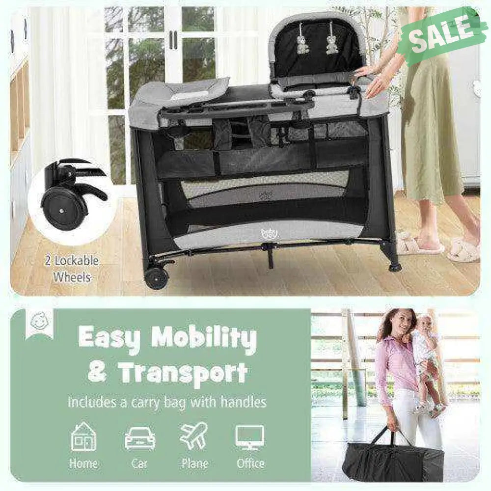 5 1 Portable Playard Cradle Storage Basket