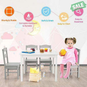 5 pcs Kids Pine Wood Multicolor Table Chair Set Deep Multicolor Kids Table & Chair Sets