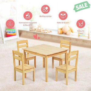 5 pcs Kids Pine Wood Multicolor Table Chair Set Deep Multicolor Kids Table & Chair Sets