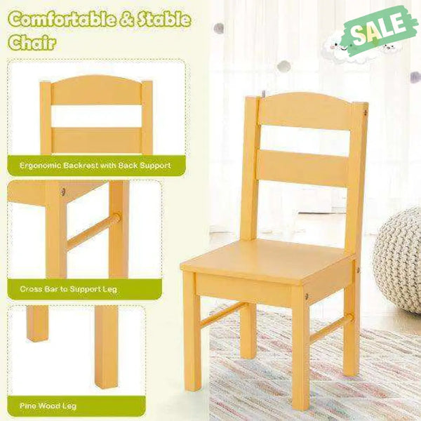 5 pcs Kids Pine Wood Multicolor Table Chair Set Deep Multicolor Kids Table & Chair Sets