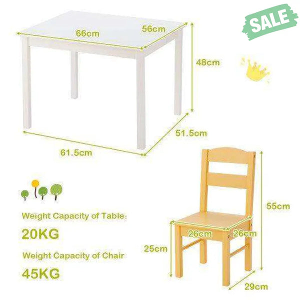 5 pcs Kids Pine Wood Multicolor Table Chair Set Deep Multicolor Kids Table & Chair Sets