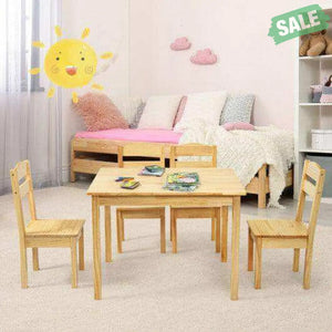 5 pcs Kids Pine Wood Multicolor Table Chair Set Deep Multicolor Kids Table & Chair Sets