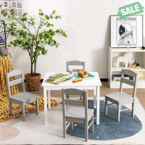 5 pcs Kids Pine Wood Multicolor Table Chair Set Deep Multicolor Kids Table & Chair Sets