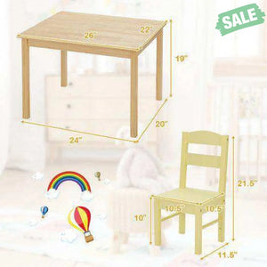 5 pcs Kids Pine Wood Multicolor Table Chair Set Deep Multicolor Kids Table & Chair Sets